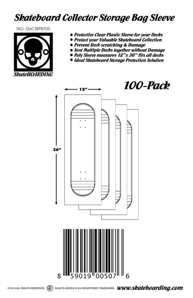 100-Pack Skateboard Collector Storage Bag Sleeve Deck Protection