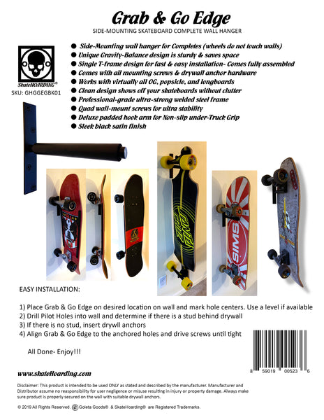 SkateHoarding® Grab & Go Edge Side-Mounting Complete Wall Hanger