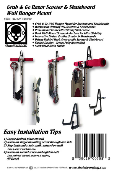 SkateHoarding® Grab & Go Skateboard Complete Wall Mount Hanger