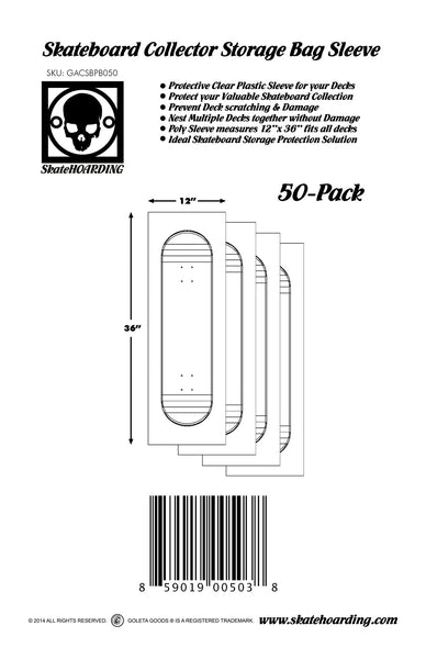 50-Pack Skateboard Collector Storage Bag Sleeve Deck Protection