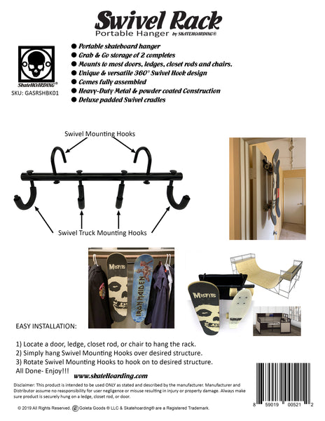 SkateHoarding® Swivel Rack Portable Skateboard Hanger